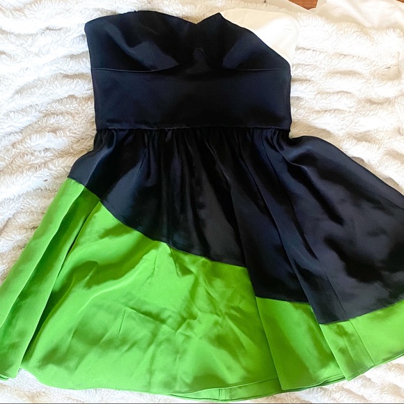 JAYGODFREY Dresses & Skirts - Jay Godfrey Silk Dress/ Silk/ Strapless/ Colorblock/ size 8/ Mini